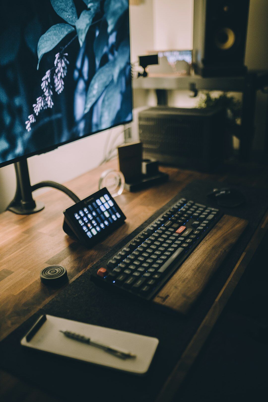 Editorial desk with camera and notebook for media services